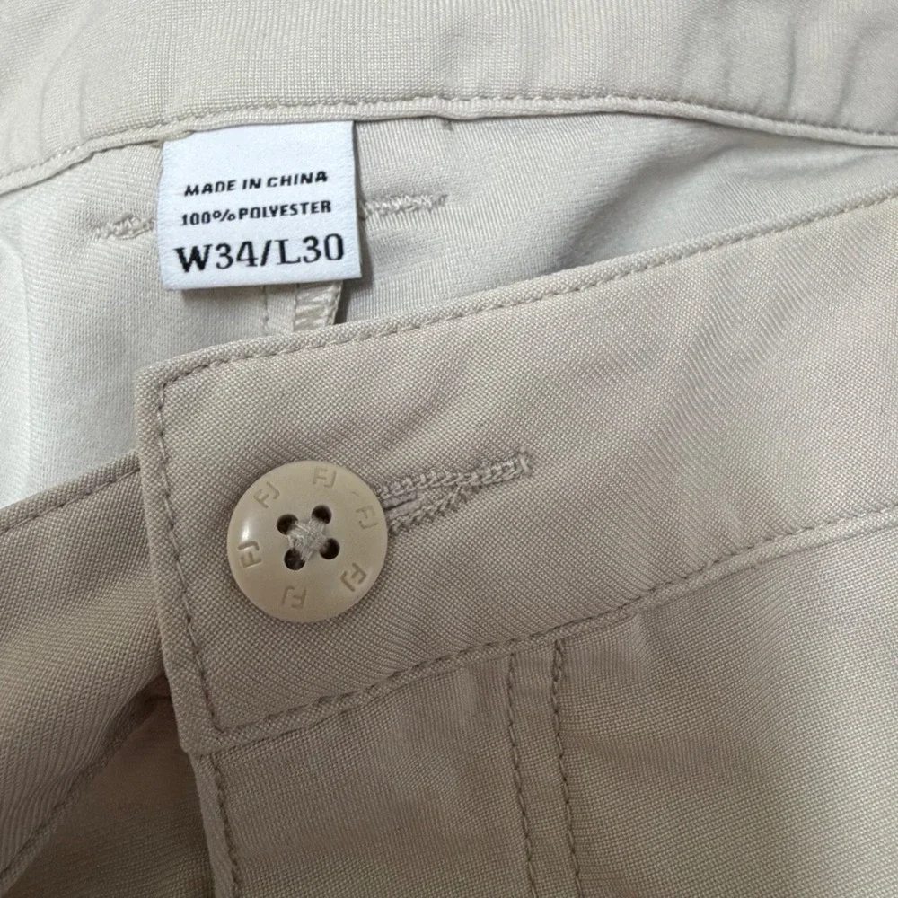FootJoy Mens Performance Tapered Golf Pants 34x29 Stone Khaki Stretch Athletic